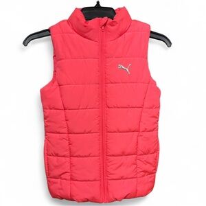 PUMA Girls' Puffer Vest - Pink / Coral - Size Small (7/8)